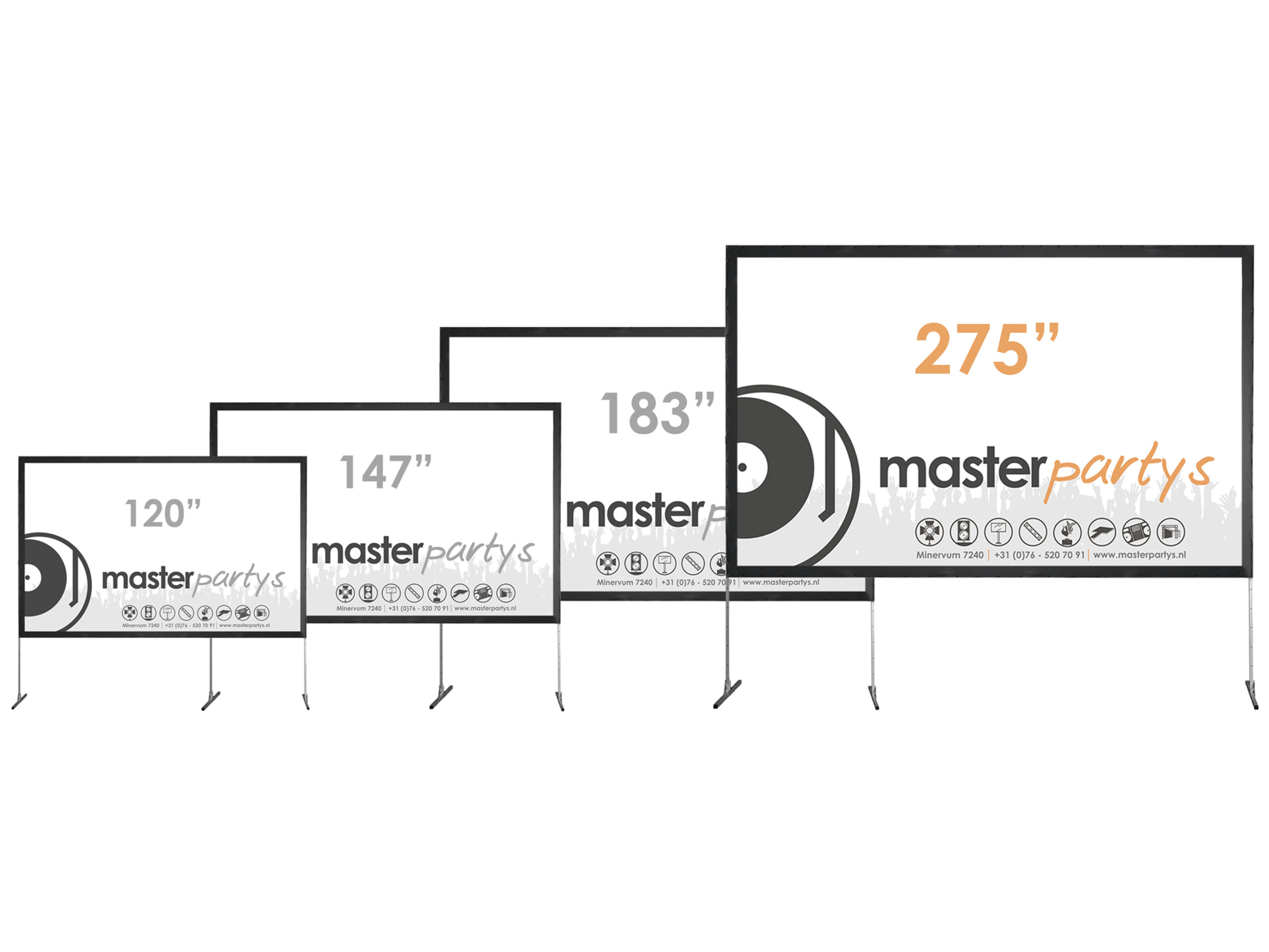 Master Partys beamerscherm 275" huren